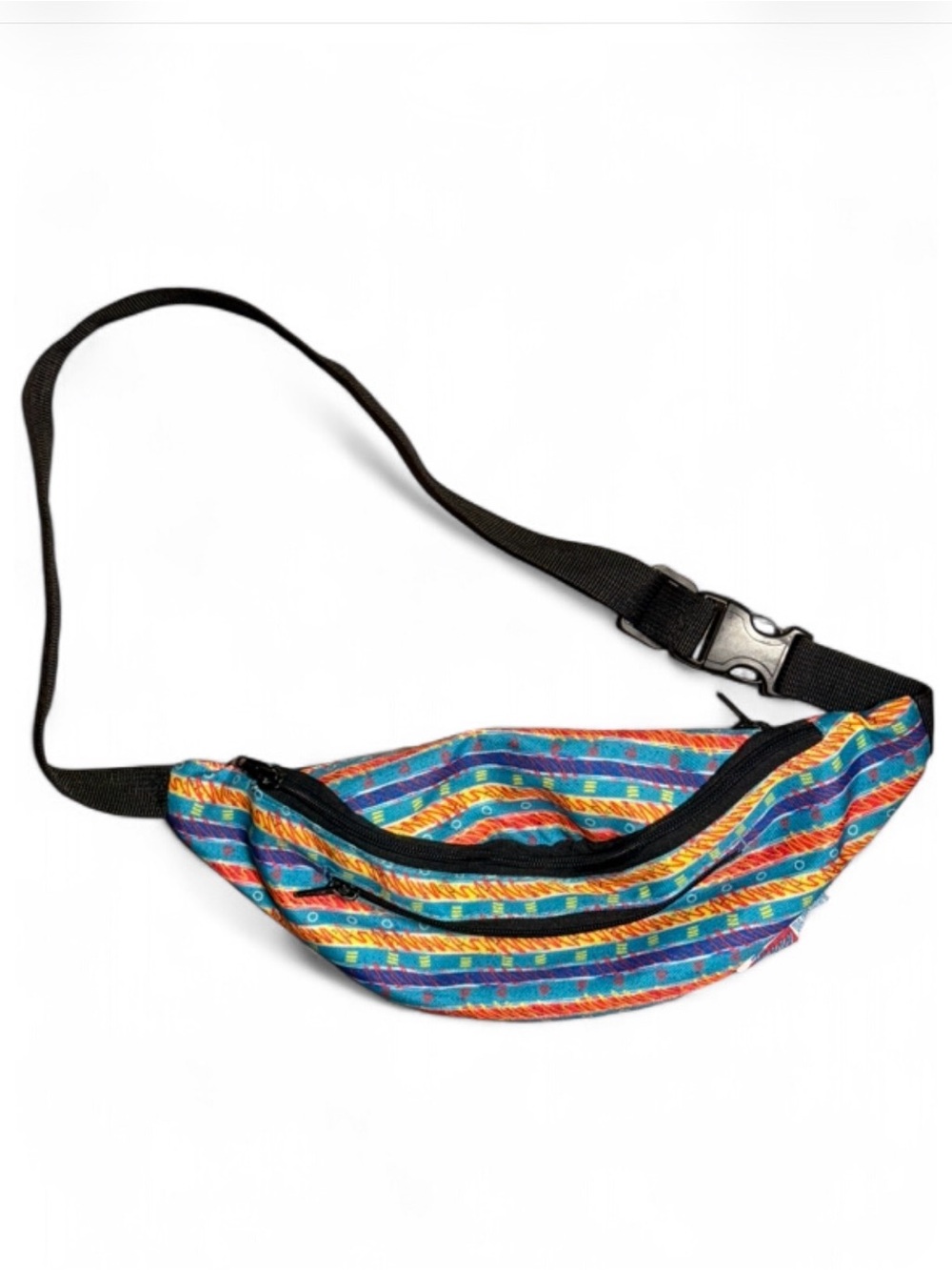 Retro 90s Style Waist Bag Fanny Pack Multi Zippered Pockets Adjustable